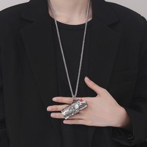 Collier pendentif en acier inoxydable style punk hip-hop, chaîne tendance, porte-carte BIC J3 pour cadeaux de fête - Product Image 6