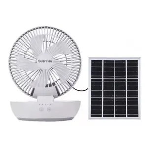 Air Cooling Copper Motor for Car Outdoor and Household Use Plastic Material Emergency Solar Rechargeable LED Light Table Fan