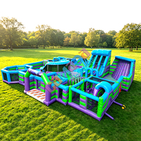 Grand parcours d'obstacles gonflable et toboggan combinés, aire de jeux gonflable pour jeux sportifs, parc à thème, prix de gros