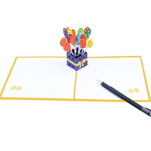 Nouveau design de montgolfière Cartes de vœux faites à la main Cartes de remerciement personnalisées avec fleur <span class=keywords><strong>d</strong></span>écoupée au laser 3D - Product Image 2