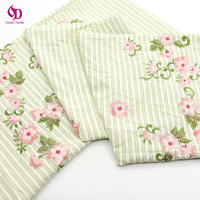 Tissu rayé de luxe brodé de sequins, broderie florale 3D rose, mélange de coton doux et agréable pour la peau, idéal pour robes et textiles de maison