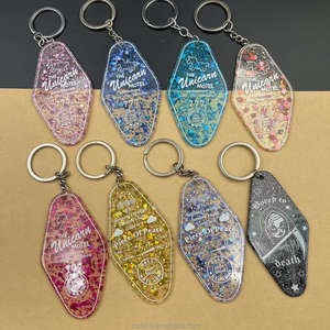 Porte-clés d'hôtel en acrylique personnalisé avec logo imprimé par estampage à chaud, découpe au laser, plastique brillant, marbrure, motel - Product Image 4