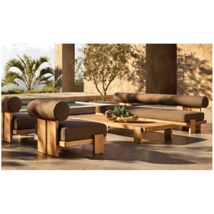 Ngoài trời ban công đồ nội thất thủ công-crafted màu sắc tự nhiên rắn gỗ tếch <span class=keywords><strong>sofa</strong></span> Set - Product Image 1