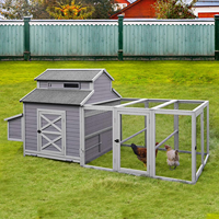 Poulailler Moderne Extra Large en Bois pour l'Extérieur, Cage à Volailles avec Nichoirs, Toit en Bois Imperméable, Facile à Nettoyer, Multiples Compartiments