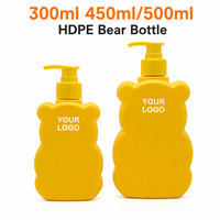 Conteneur à pompe plat en HDPE de 300 ml et 500 ml pour savon liquide, shampoing, bain de bébé, personnalisé, mignon, OEM, ODM