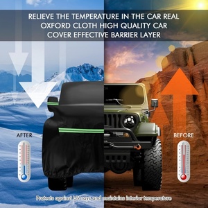 Housses de voiture imperméables 210T, personnalisées pour <span class=keywords><strong>Jeep</strong></span> <span class=keywords><strong>Wrangler</strong></span> <span class=keywords><strong>2</strong></span> portes 1987-2006, protection UV avec porte à fermeture éclair et bande réfléchissante - Product Image 4