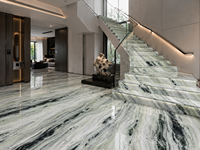 Dalles et carreaux en marbre vert Shangri-La Jade pour tables consoles, buffets, comptoirs de bar, bureaux d'accueil et panneaux muraux de salle de bain