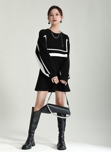 Robe pour femmes 2023 Automne Pull noir Robe décontractée Mode Réduction de <span class=keywords><strong>l</strong></span>'âge Robe personnalisée Vêtements pour filles - Product Image 3