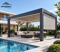 Pergola motorisée en aluminium Airfun pour l'extérieur, résistante aux intempéries, avec toit à lamelles automatiques, imperméable, pour patio, jardin, résidentiel