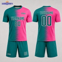 Ensemble de maillots de football personnalisés avec logo d'équipe, uniforme de match de football entièrement sublimé, 100% polyester, séchage rapide, respirant, SAIWIN