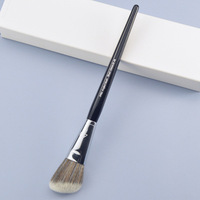 Pinceau de maquillage professionnel en poils synthétiques vegan, manche en bois, pour fond de teint, anticernes, poudre libre