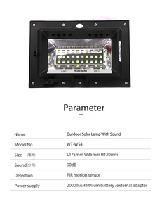 Trang chủ vườn an ninh năng lượng mặt trời ngoài trời Báo động PIR hồng ngoại cơ thể con người phát hiện chuyển động xâm nhập báo động bằng giọng nói với đèn LED - Product Image 3
