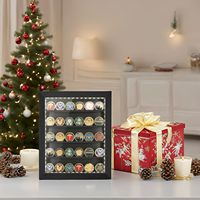 Boîte de présentation pour médailles militaires avec éclairage LED, taille personnalisée, cadre en bois avec verre acrylique HD, étagères amovibles à 2 fentes