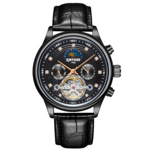 Envío Directo, Reloj Mecánico para Hombre KINYUED, Movimiento Automático, Correa de Cuero, Fase Lunar, Visualización de Día y Fecha, Resistente al Agua 3BAR - Product Image 3