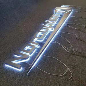Custom 14000K cool white lights letters geborsteld zilver metalen backlit acryl led teken