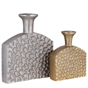 OEM Custom Made Metal Decorative <b>Vase</b> <b>Set</b> Modern Textured Flower <b>Vase</b> Hammered Design Home Table Centerpiece Decor - Product Image 6