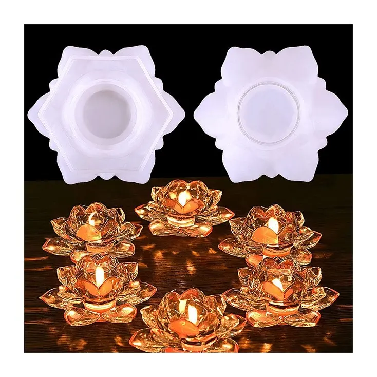 कमल Tealight मोमबत्ती धारकों राल मोल्ड फूल मोमबत्ती Epoxy कास्टिंग सिलिकॉन Molds के लिए DIY गहने बॉक्स Trinket कंटेनर