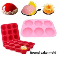 Moule à gâteau rond en silicone à 6 cavités, pour pudding, muffins, biscuits, usage domestique, DIY, compatible four