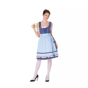 Yi Xiaoyi Women's Beer Girl Dress Blue Short Sleeve Woven Skirt Restaurant Uniform Performance <b>Costume</b> - Product Image 2