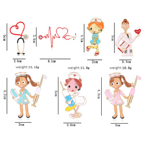 Broche de aleación nueva prevención de epidemias creativa Pin de solapa médico enfermera jeringa ECG insignia de dibujos animados Pin Accesorios - Product Image 2