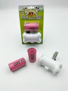 Conception personnalisable 2 rouleaux sacs à crottes de chien en plastique alternatif option rose écologique avec logo personnalisé durable - Product Image 3