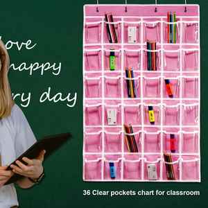 Organizador Colgante para el Aula con 36 Bolsillos Transparentes, Organizador de Pared para Teléfonos Celulares y Calculadoras con Pegatinas Numéricas - Product Image 1