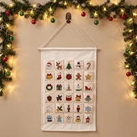 Calendrier de l'Avent de Noël vierge pour sublimation, rectangulaire, créatif, sac de rangement suspendu en coton et lin, 40x59cm, décoratif de Noël