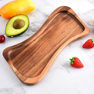 주스 그루브가있는 천연 아카시아 나무 피자 도마 트레이 가정용 서빙 플레이트 트레이 스시 과일 플레이트 트레이 - Product Image 3