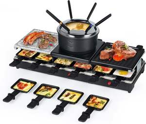 Grill de table <span class=keywords><strong>Raclette</strong></span>, grill électrique d'intérieur, plaque chauffante antiadhésive 4 en 1 avec ensemble de fondue, <span class=keywords><strong>12</strong></span> spatules, <span class=keywords><strong>12</strong></span> spatules pour <span class=keywords><strong>12</strong></span> personnes - Product Image 1
