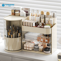 Boîte de rangement de maquillage multifonctionnelle rotative à plusieurs niveaux avec design gain de place, organiseur de maquillage deux-en-un