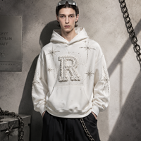 Hiphop 500G Fleece Boxy Fit Pocket Plain Tracksuits Fleece Patchwork Borduurwerk Heren Hoodie Streetwear Kleding