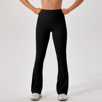 Femmes taille haute contrôle du ventre sans couture avant Yoga pantalon évasé Scrunch bout à bout cloche-bas Gym danse Leggings