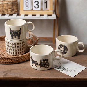 Japanese Style <b>Ceramic</b> Mug With Handle Retro Design For Coffee Or Tea Gift Set Single <b>Cup</b> - Product Image 3