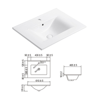 Lavabo Moderno de Cerámica Blanca Rectangular con Borde Delgado, de un Solo Orificio, para Baño de Hotel y Villa, Montado en Encimera, Fácil de Limpiar