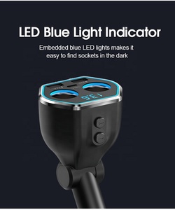 AGETUNR A21C Tipo-C 18W Cargador de coche 2 enchufes de cigarrillos en 1 Encendedor de cigarrillos de coche Pantalla LED HD Cargador <span class=keywords><strong>USB</strong></span> dual Adaptador automático - Product Image 5