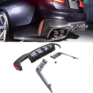 OLOTDI 2018-2022 pour F90 M5 G30 Diffuseur de pare-chocs arrière style 3D en fibre de carbone noir avec nouvelles ouvertures d'échappement à visser - Product Image 1
