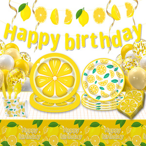 Summer Fresh Lemon Fruit Theme <b>Party</b> Paper Tableware Plates Cups <b>Napkins</b> Tablecloth - Product Image 2