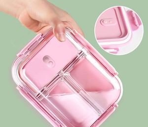 Boîtes de préparation de repas en verre borosilicate divisées, boîte de conservation alimentaire en verre hermétique et anti-fuite avec couvercle ventilé pour micro-ondes et congélateur - Product Image 6