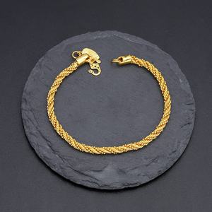 Jxx 24K Gold Plated <b>Bracelet</b> Trendy Fashion Jewelry for Women Zircon-Embellished <b>Love</b> Fried Dough Twists Chain Hot Selling" - Product Image 3