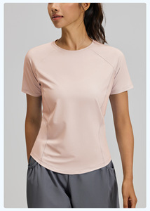 Wholesale Women's Yoga Short Sleeve Perforated Back <b>Raglan</b> Slim Fit Workout Shirt Quick Dry Breathable Running Athletic T Shirt - Product Image 4