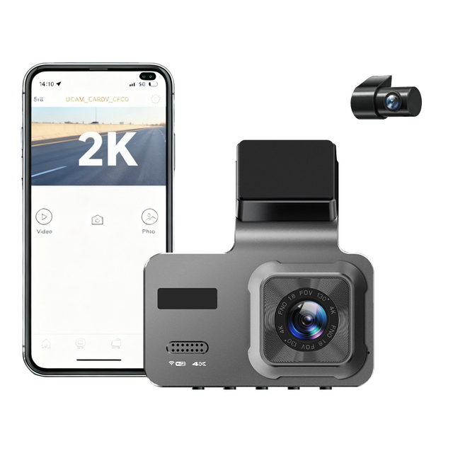 Wide-Angle Full HD 3-Inch IPS Dash Cam Dual 2K Front/Rear Cameras Night Vision Loop Recording Windshield Mount 1 Year Warranty