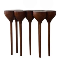 Table console personnalisable en bois brun massif de style chinois-nordique avec 7 pieds Mobilier de salon contemporain