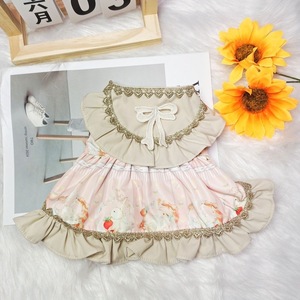 Dog Princess Dress Gold Trim Bunny Print Summer Pet Skirt Decorative Style <b>Small</b> Dog <b>Teddy</b> Pet - Product Image 3
