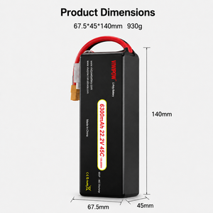 Baterai Drone FPV Kapasitas Besar 6300mAh 45C, Kantong Baterai Lithium Polymer High Discharge untuk Drone Pertanian - Product Image 5