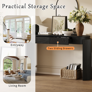 Modern Entryway <b>Console</b> Table with Storage Solid Wood Construction Natural Wood Grain Finish and Fluted Design - Product Image 2