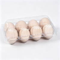 Conteneur à œufs en plastique transparent à 8 alvéoles avec couvercle rabattable, de qualité alimentaire, empilable, jetable, pour l'emballage des œufs de ferme et du marché