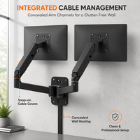 Support mural double moniteur peu encombrant en acier robuste à mouvement complet pour un bureau épuré