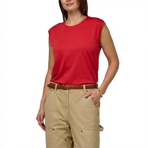 Chaleco Corto Holgado de Verano para Mujer, de Algodón Acanalado de Secado Rápido, con Logotipo Personalizado, Camiseta sin Mangas, Chaleco Deportivo, Top - Product Image 3