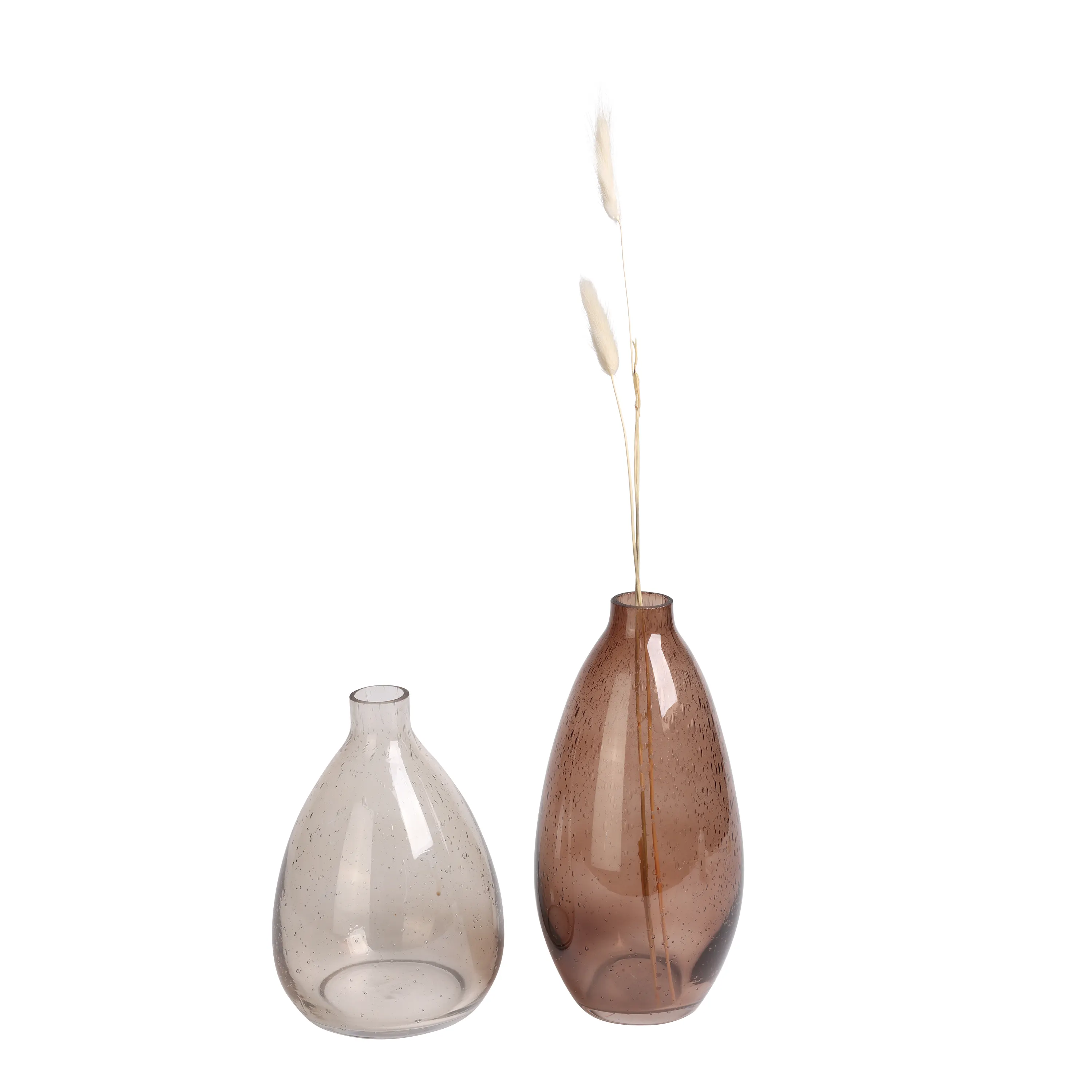 K&B long stem art glass flower pot vase transparent elegant glass vase for desktop