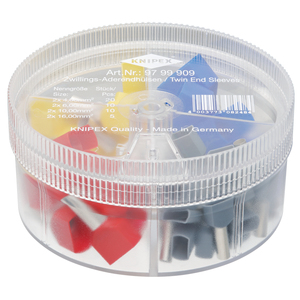 Boîte d'assortiment de douilles à double extrémité KNIPEX 2x16mm bleues pour fils - Product Image 1